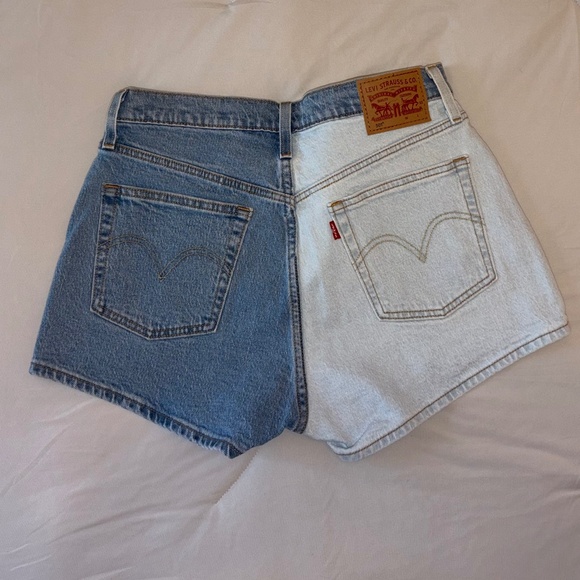 Levi's Pants - Levi's Two-Tone High-Waist Denim Shorts - Dark Blue & Light Blue